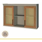 Armário Aéreo 2 Portas Rattan Nicho Nesher Camponesa 120cm 100 Mdf