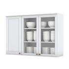 Armário Aéreo 3 Portas com Vidro 120 cm Americana Branco HP Henn