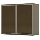 Armario Aereo 80 cm 2 Portas De Vidro MDF Evy CI55 Duna Henn