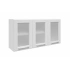 Armário Aéreo Cozinha Modulado Múltipla 6010 3 Portas c/Vidro Branco - Bertolini