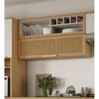 Armário Aéreo de Cozinha 120cm 1 Porta Horizonal Canelada e Nicho Garrafeiro New Porto Mdf