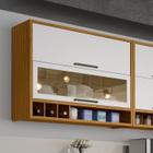 Armário Aéreo de Cozinha 120cm com 2 Portas Basculantes e Vidro Reflecta 100% Mdf Vicenza Espresso M