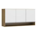 Armário Aéreo de Cozinha com 3 Portas 120 x 60 Cm Nicho Tempeiro MDP Avelã Branco 0451