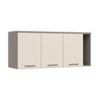 Armário Aéreo Modulado Elegance 3 Portas e 1 Nicho - Cinza/Off White