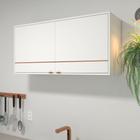 Armário Aéreo Multiuso 110cm 2 Portas MDP Branco com Frizos Cobre