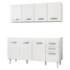 Armário Aéreo Panamá e Balcão Gabinete de Pia Áustria 160cm Branco - Lumil Móveis