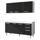 Armário Aéreo Parma e Balcão Gabinete de Pia Lisboa 150cm Branco/Preto - Lumil Móveis