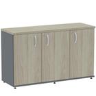 Armário Baixo Credenza PE25 Pandin 121,50 cm (largura) em MDP Cor Nogueira CasaBlanca e Grafito Três portas