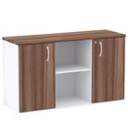 Armário Baixo Credenza PE25 Pandin 121,50 cm (largura) em MDP Cor Walnut e Branco com Duas Portas