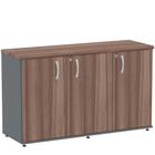 Armário Baixo Credenza PE25 Pandin 121,50 cm (largura) em MDP Cor Walnut e Grafito com Três Portas