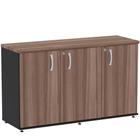 Armário Baixo Credenza PE25 Pandin 121,50 cm (largura) em MDP Cor Walnut e Preto com Três Portas