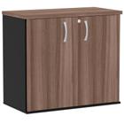 Armário Baixo PE25 Pandin 80 cm (largura) em MDP Cor Walnut e Preto com Duas Portas