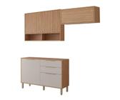 Armário Cozinha Compacta 100% MDF Aéreo 120cm 2 Portas e Nicho 80cm Balcão 120cm Divina MGM