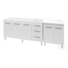 Armário Cozinha Gabinete Pia De 160 cm Emily Com Balcão Multiuso Micro-ondas Branco Serena