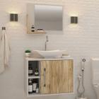 Armário de Banheiro com Cuba e Espelho 1 Porta 2 Prateleiras Branco Chess/Carvalho 13689 - Compace