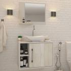 Armário de Banheiro com Cuba e Espelho 1 Porta 2 Prateleiras Branco Chess/Snow 13689 - Compace