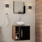 Armário de Banheiro com Cuba e Espelho Soft 1 Porta 2 Prateleiras Nogal/Preto ônix 13686 - Compace