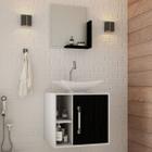 Armário de Banheiro com Cuba e Espelho Soft 1 Porta Branco Chess/Preto ônix 13684 - Compace