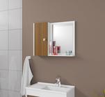 Armário de Banheiro com Espelho Gênova - Branco/Ripado