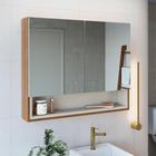 Armário de Banheiro com Espelho Helena 2 PT Mel e Arenas