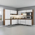 Armário de Cozinha Canto com Balcão Pia Modulado Sabrina 252/254x202 Cm 8 Peças MDP Branco MENU