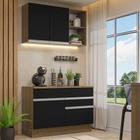 Armário de Cozinha Compacta 120cm Rustic/Preto Glamy Madesa 08