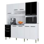 Armário de Cozinha Compacta 180cm Regina P11 Branco/Preto - Mpozenato