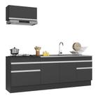 Armário de Cozinha Compacta com Rodapé Veneza Multimóveis MP2109.898 Preto/Branco