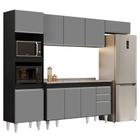 Armário de Cozinha Modulada 4 Peças CP12 com Pia Inox Preto/Cinza - Lumil - Lumil Móveis