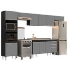 Armário de Cozinha Modulada 5 Peças CP15 Balcão com Pia Inox Preto/Cinza - Lumil