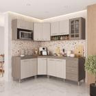 Armário de Cozinha Modulada Completa Fidelitá Paris 6 Peças 340cm 12 Portas 3 Gavetas Com Tampo Nogal/Salinas