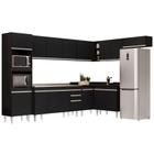 Armário De Cozinha Modulada De Canto 8 Peças Cp09 Balcão Com Pia Inox Preto - Lumil - LUMIL MÓVEIS