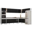 Armário De Cozinha Modulada De Canto 9 Peças Cp06 Balcão Com Pia Inox Branco/preto - Lumil - LUMIL MÓVEIS