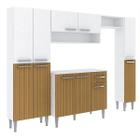 Armário de Cozinha Modulada Madri 256 Cm Balcão Tampo MDP Branco Canelado - ClickLar