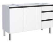 Armário gabinete para cozinha em aço gaia flat 146 branco