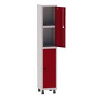 Armário Guarda Volume Locker Roupeiro 1 Vão 02 Portas Com Prateleira GRP501PRI/2 Cinza e Vermelho - Pandin