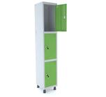 Armário Guarda Volume Locker Roupeiro 1 Vão 3 Portas Aço GRF501/3 Cinza e Verde Miró - Pandin