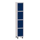 Armário Guarda Volume Locker Roupeiro 1 Vão 4 Portas Aço GRF501/4 Cinza e Azul Del Rey - Pandin