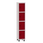 Armário Guarda Volume Locker Roupeiro 1 Vão 4 Portas Aço GRP501/4 Cinza e Vermelho - Pandin