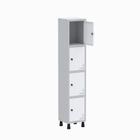 Armário Guarda Volume Locker Roupeiro 1 Vão 4 Portas GR301/4 Light Cinza e Branco - Pandin