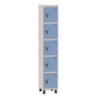 Armário Guarda Volume Locker Roupeiro 1 Vão 5 Portas Aço GRF501/5 Cinza e Azul Dali - Pandin