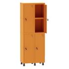 Armário Guarda Volume Locker Roupeiro 2 Vãos 04 Portas Com Prateleira GRF502PRI/4 Laranja Picasso - Pandin