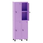 Armário Guarda Volume Locker Roupeiro 2 Vãos 04 Portas Com Prateleira GRF502PRI/4 Lilás - Pandin