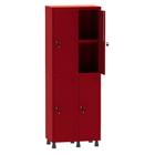 Armário Guarda Volume Locker Roupeiro 2 Vãos 04 Portas Com Prateleira GRF502PRI/4 Vermelho - Pandin