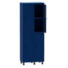 Armário Guarda Volume Locker Roupeiro 2 Vãos 04 Portas Com Prateleira GRP502PRI/4 Azul Del Rey - Pandin