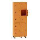 Armário Guarda Volume Locker Roupeiro 2 Vãos 10 Portas Aço GRP502/10 Laranja Picasso - Pandin