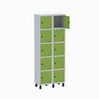 Armário Guarda Volume Locker Roupeiro 2 Vãos 10 Portas GR302/10 Light Cinza e Verde - Pandin