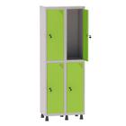 Armário Guarda Volume Locker Roupeiro 2 Vãos 4 Portas Aço GRF502/4 Cinza e Verde Miró - Pandin