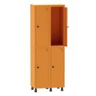 Armário Guarda Volume Locker Roupeiro 2 Vãos 4 Portas Aço GRP502/4 Laranja Picasso - Pandin