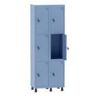 Armário Guarda Volume Locker Roupeiro 2 Vãos 6 Portas Aço GRF502/6 Azul Dali - Pandin